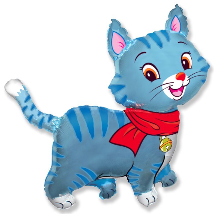 Lovely Cat Blue 37" Foil Balloon