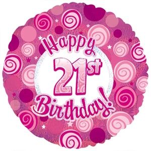 CTI Happy 21st Birthday Pink Dazzle 17" Foil Balloon