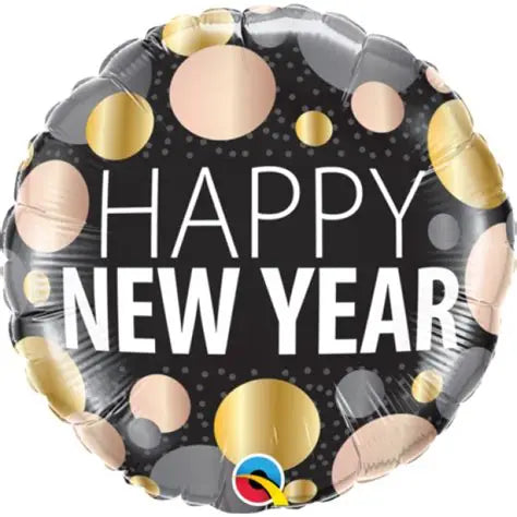Happy New Year Metallic Dot Design 18-inch