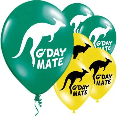 G'Day Mate Australian Themed Kangaroo 11-inch Latex Balloons 10ct