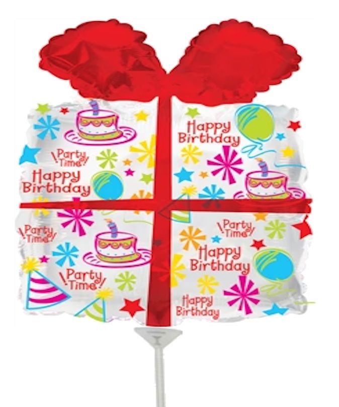 Happy Birthday Present 14" Mini Foil Balloon (Air Fill Only)