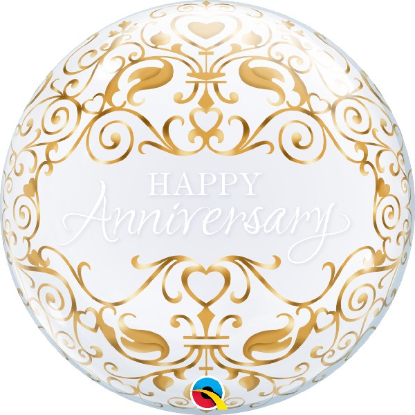 Qualatex Anniversary Golden Classic 22"/56cm Bubble Balloon