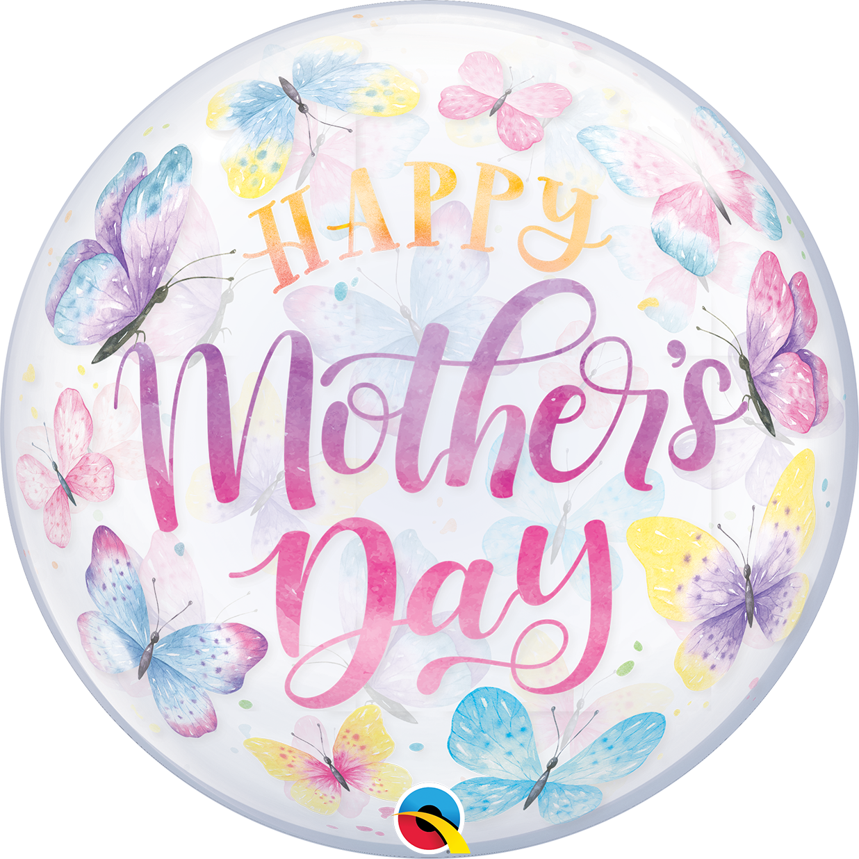 Qualatex Mother's Day Butterflies 22"/56cm Bubble Balloon