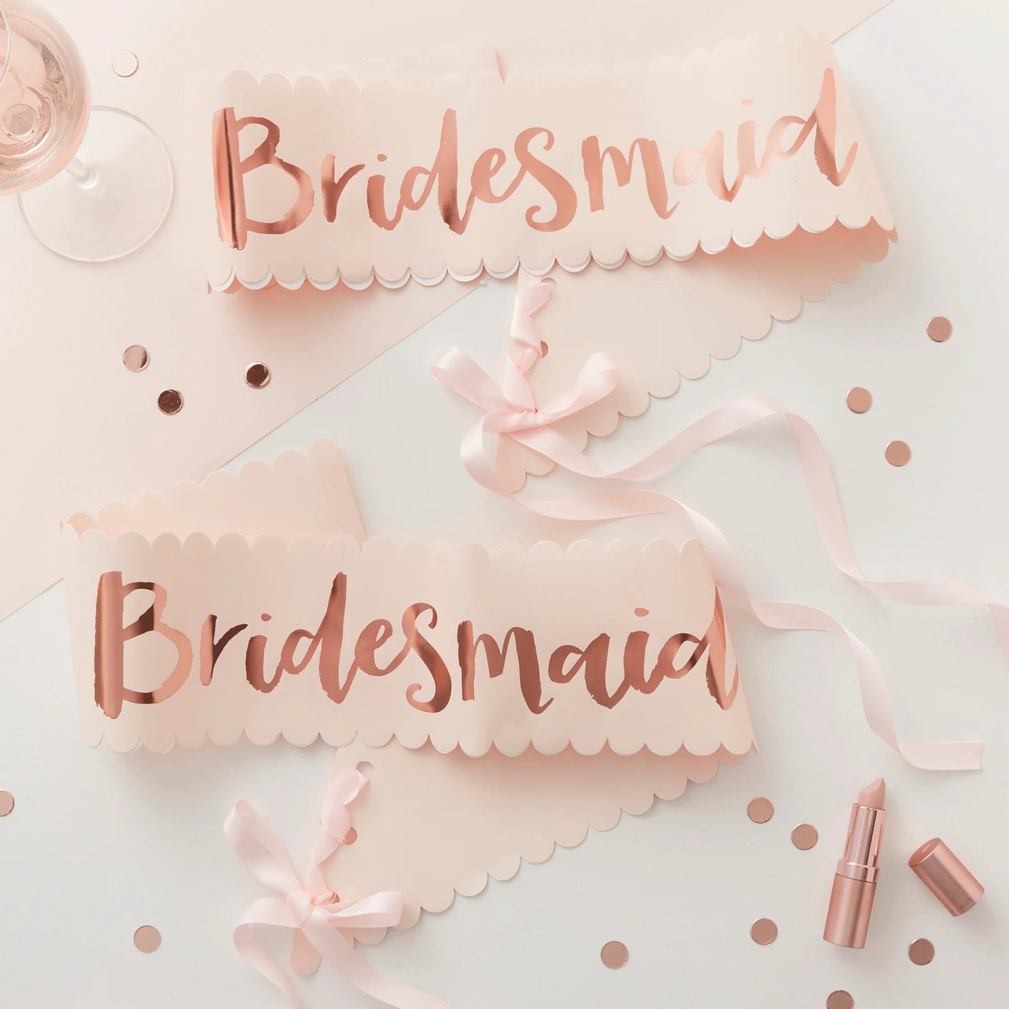 Ginger Ray Team Bride Bridesmaid Sashes Pink & Rose Gold (Pack of 2)