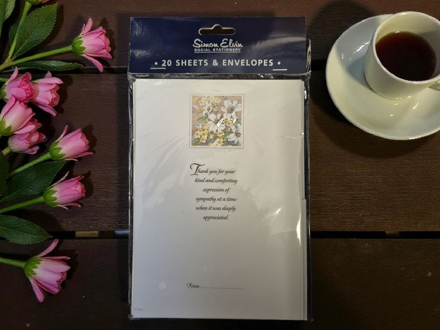 Sympathy Thank You Sheets with Envelopes 20pc