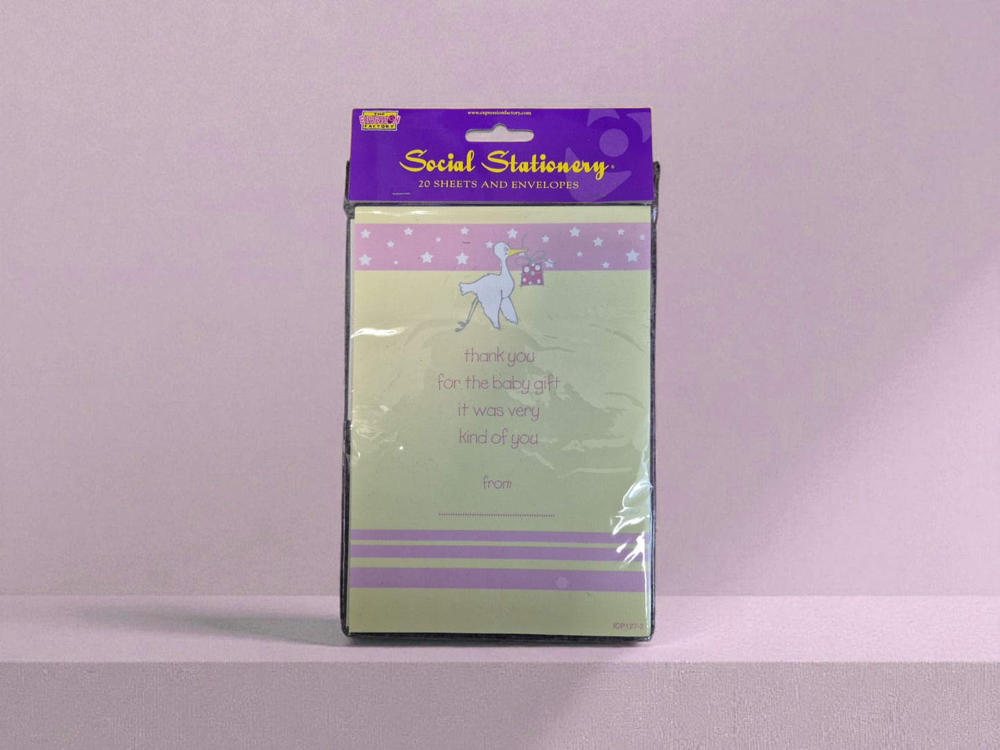 Thank You Pink Stork Baby with Envelopes 20pc