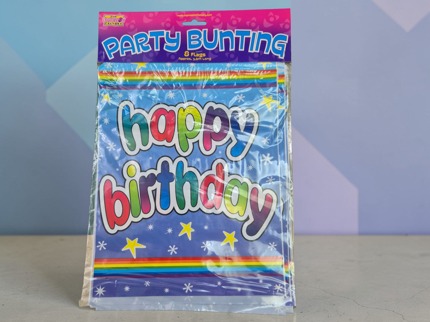 Expression Factory Happy Birthday Party Bunting 23cm x 30cm 8 Flags 3.6m