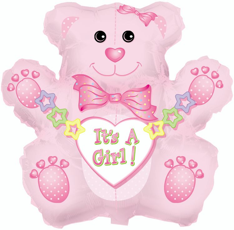 CTI It's a Girl Bear Shape-A-Loon 32" Foil Balloon