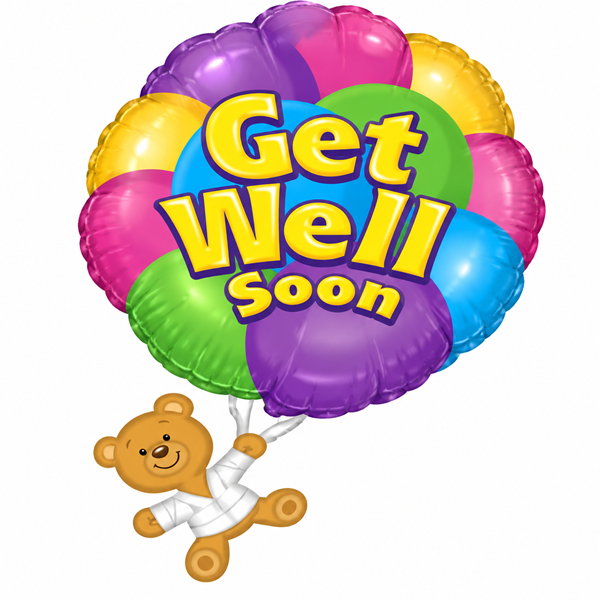 28" Get Well Soon Bear With Balloons