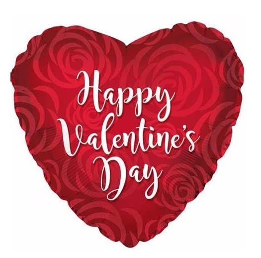 CTI Happy Valentine's Day Rose Petal Pattern 17" Foil Balloon