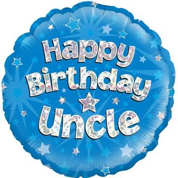 Happy Birthday Uncle Blue Holographic 18" Balloon