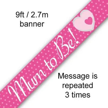 Mum to Be Pink Baby Shower Banner – 2.7m (9ft)