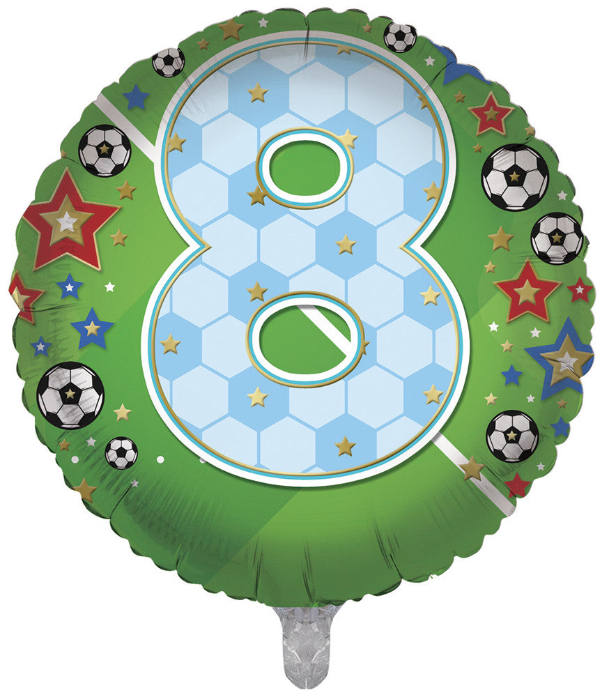 8th Boys Blue Football Double Sided 18-inch Balloon