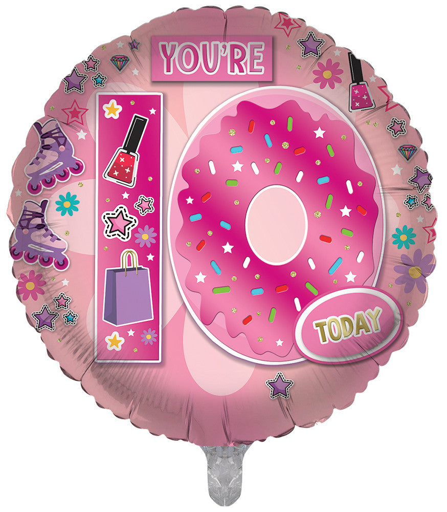 10th Pink Girly Double Sided 18-inch Balloon