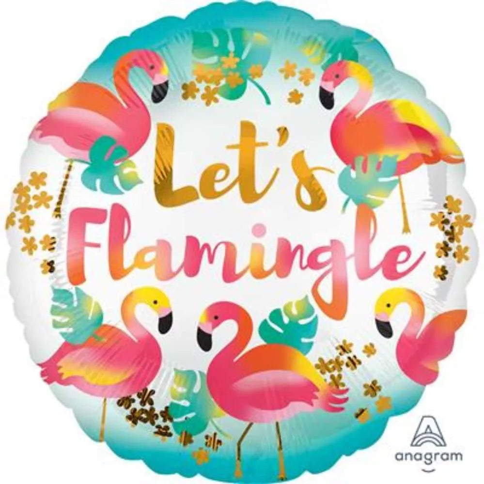 Let's Flamingle 18" Round Foil Balloon