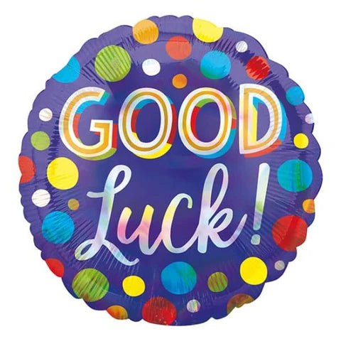 Good Luck Dots Iridescent 18" Round Foil Balloon