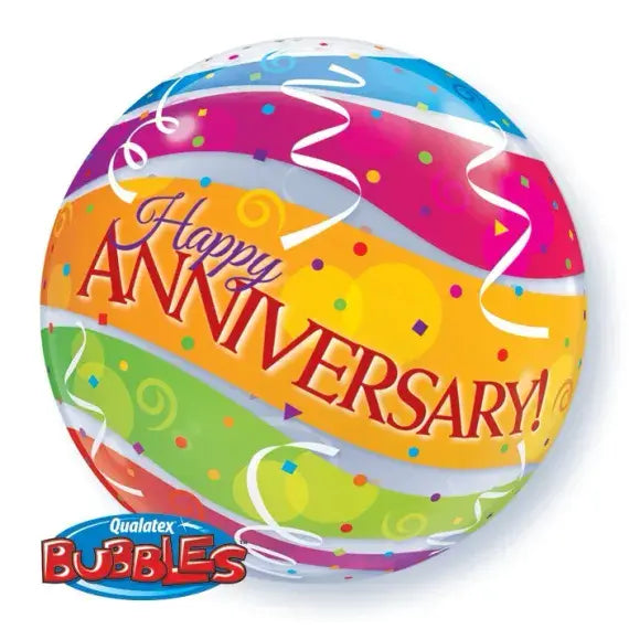 Happy Anniversary Colourful 22"/56cm Bubble Balloon