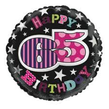 Simon Elvin Happy 65th Birthday Male Black Stars 18" Foil Balloon