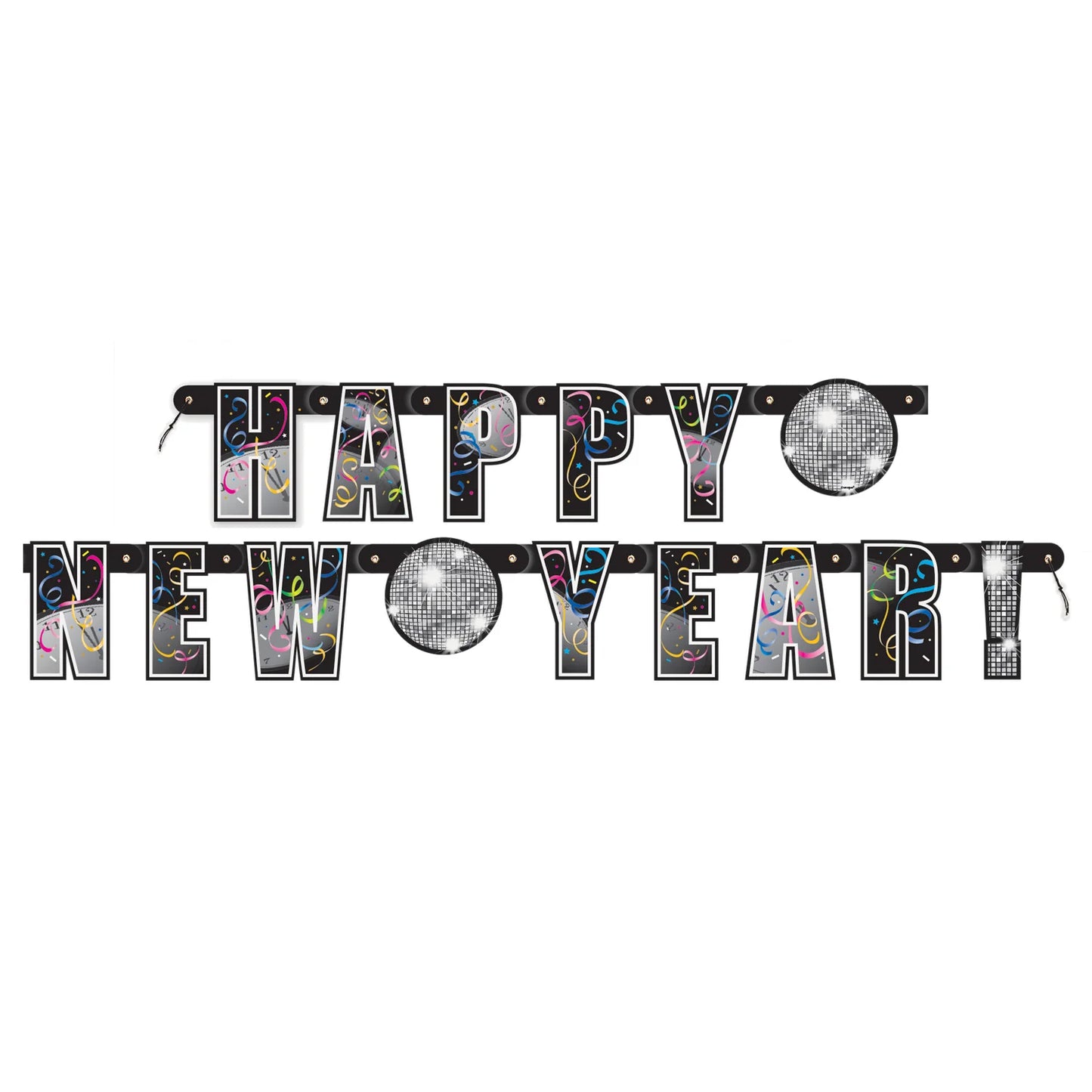 Unique Happy New Year Disco 5ft Banner Decoration 1.52m