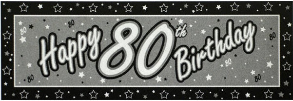 Creative Party Happy 80th Birthday Black & Silver Banner (152cm x 50cm)