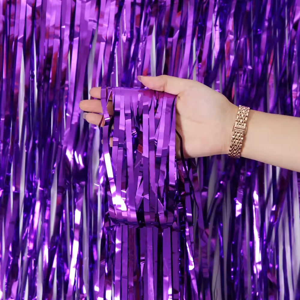 Metallic Purple Foil Shimmer Curtain 3ft x 8ft (92cm x 244cm)