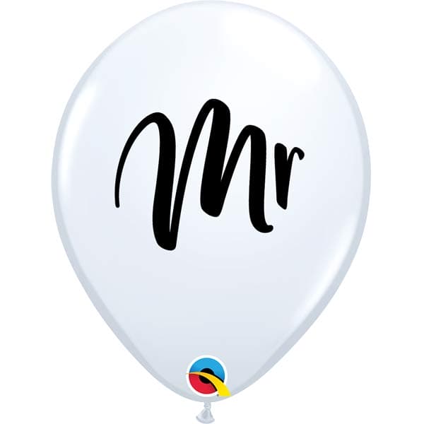 Qualatex "MR" White 11" Latex Balloons 25Pc/Bag