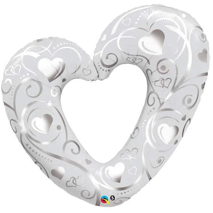 Qualatex Hearts & Filigree Pearl White 42″ Foil Balloon