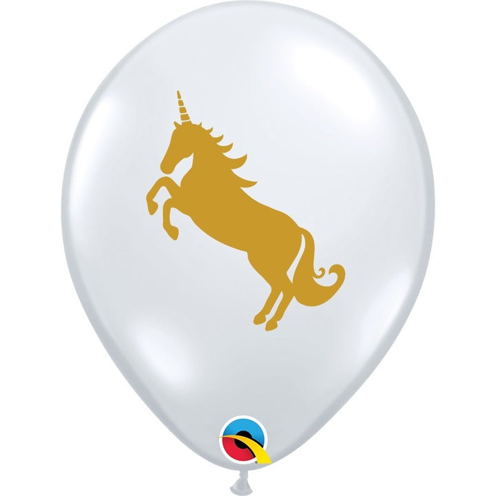 Qualatex 57553 11" Round Unicorn Clear Latex Balloons 25ct