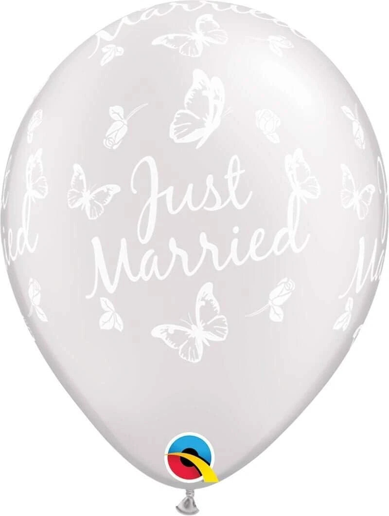 Qualatex Just Married Butterflies 11" Latex Balloons 25Pc/Bag