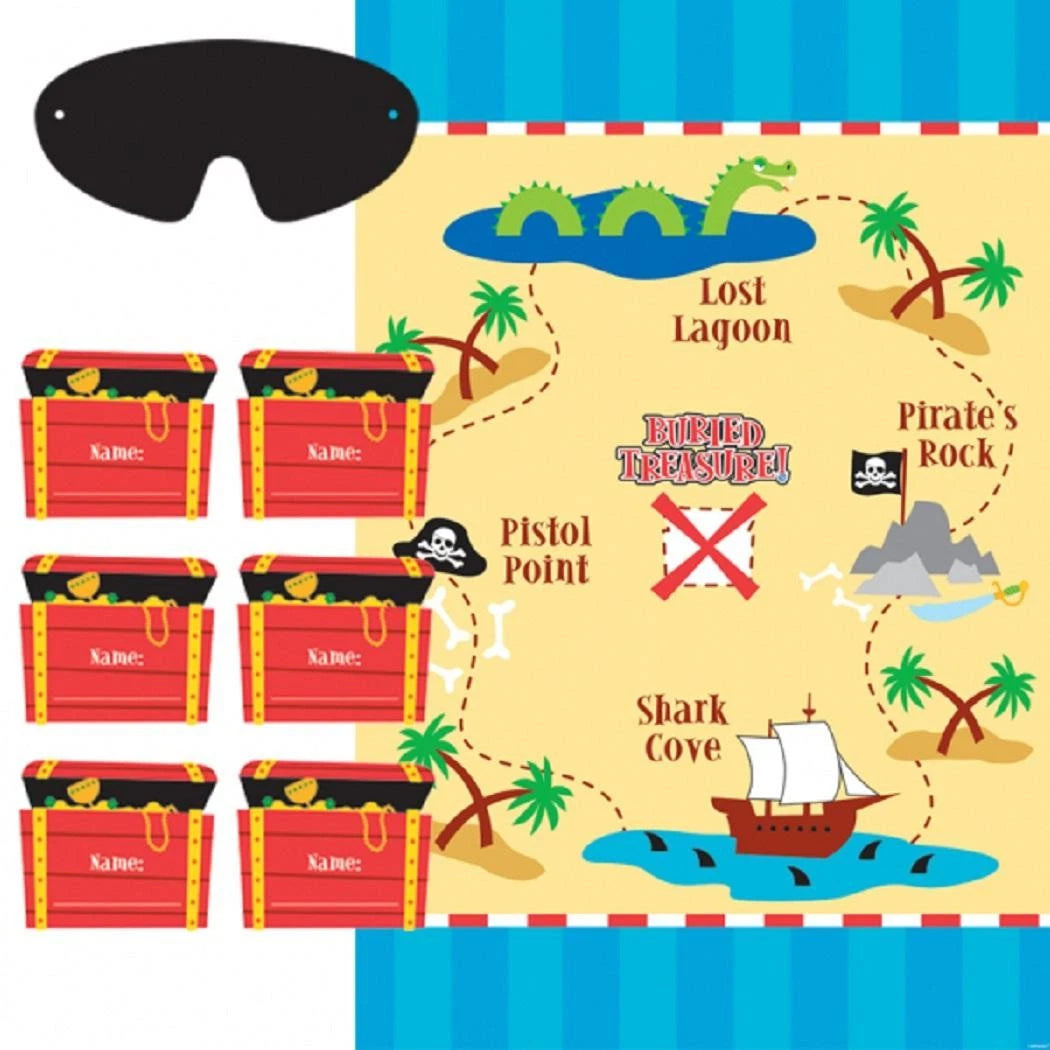 Pirate's Treasure Map Caribbean Kids Birthday Activity Pin Chest Party Game