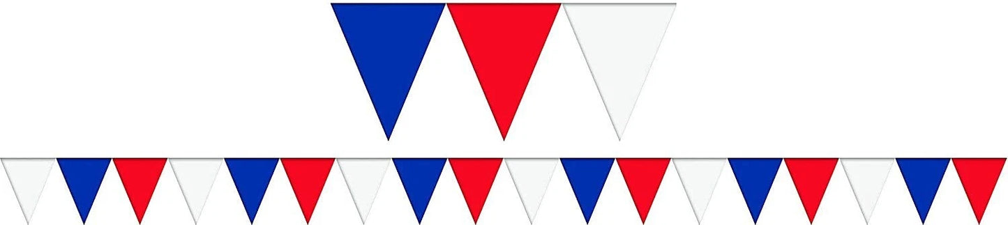 Amscan Plastic Red, White & Blue Pennant Banner 18" x 120 Ft (36.5m)