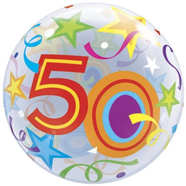 Brilliant Stars 50th 22"/56cm Bubble Balloon