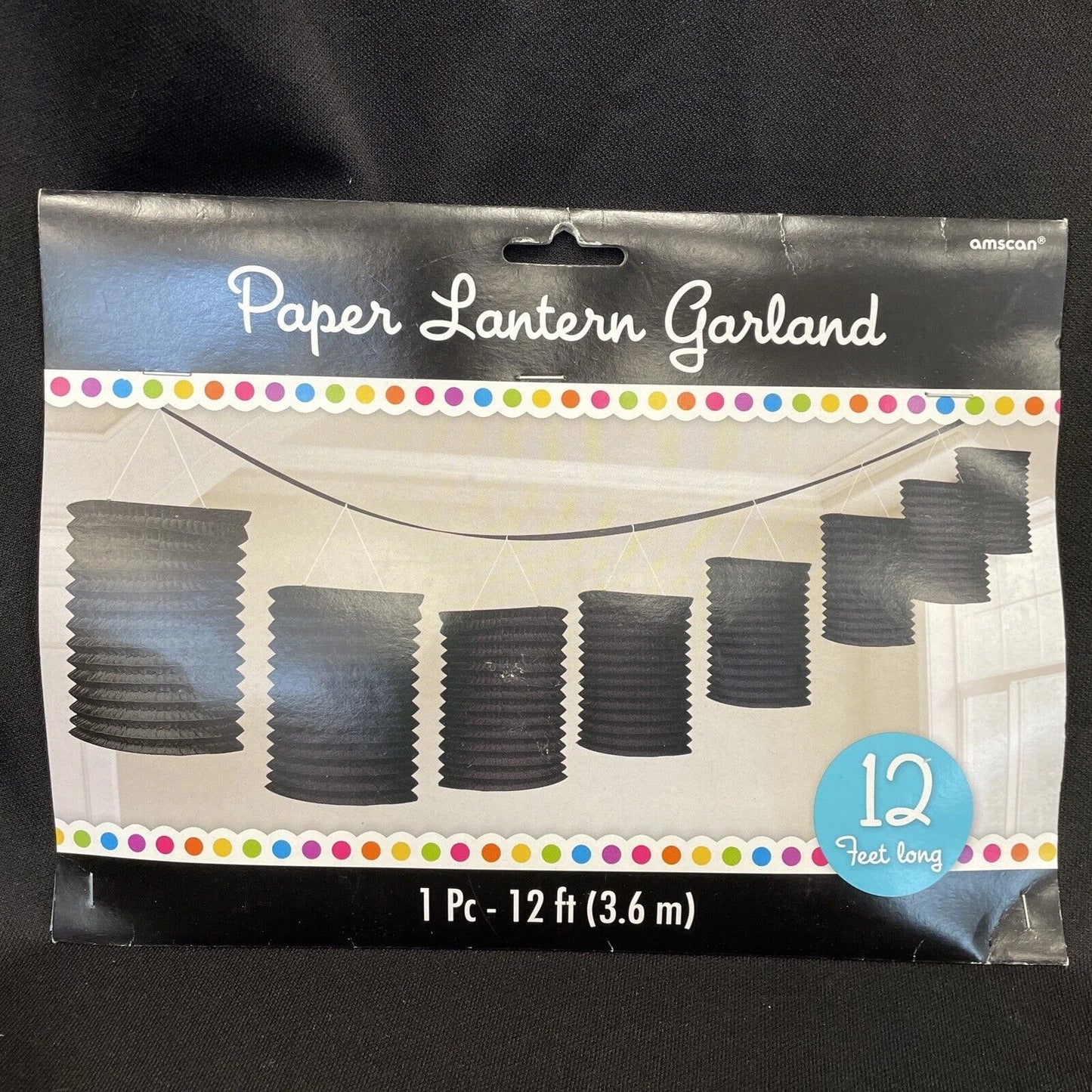 Black Paper Lantern Garland Decoration 3.65m