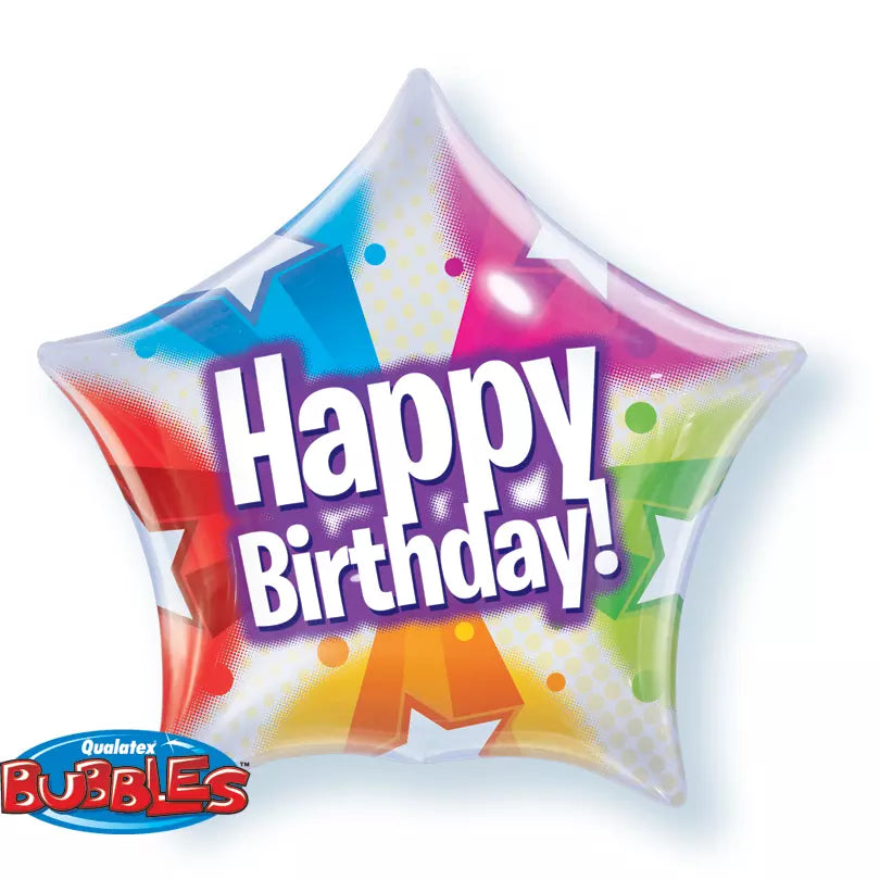Happy Birthday Star 22"/56cm Bubble Balloon
