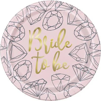 Bride to Be Hen Party Diamond 9" Paper Plates 8ct