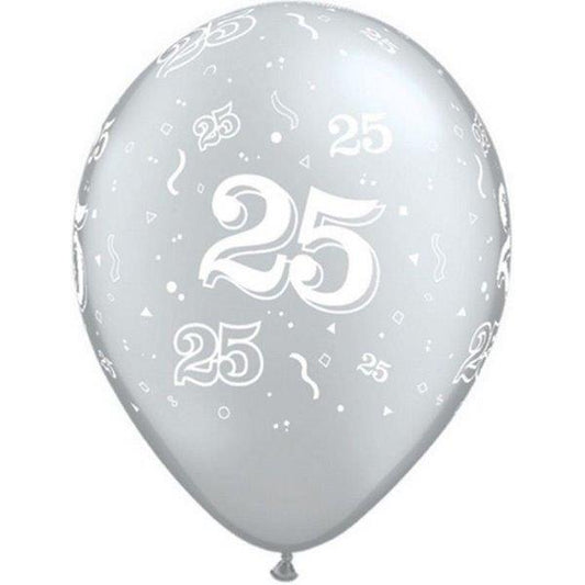 Qualatex 39833 11" 25-A-Round Silver Latex Balloons 25ct