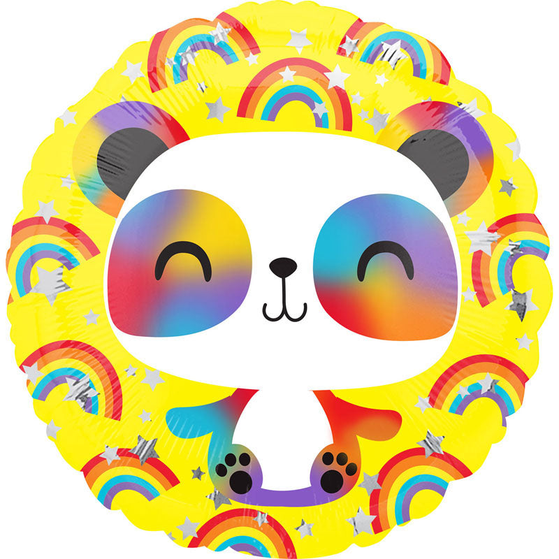 Rainbow Panda 17" Round Foil Balloon