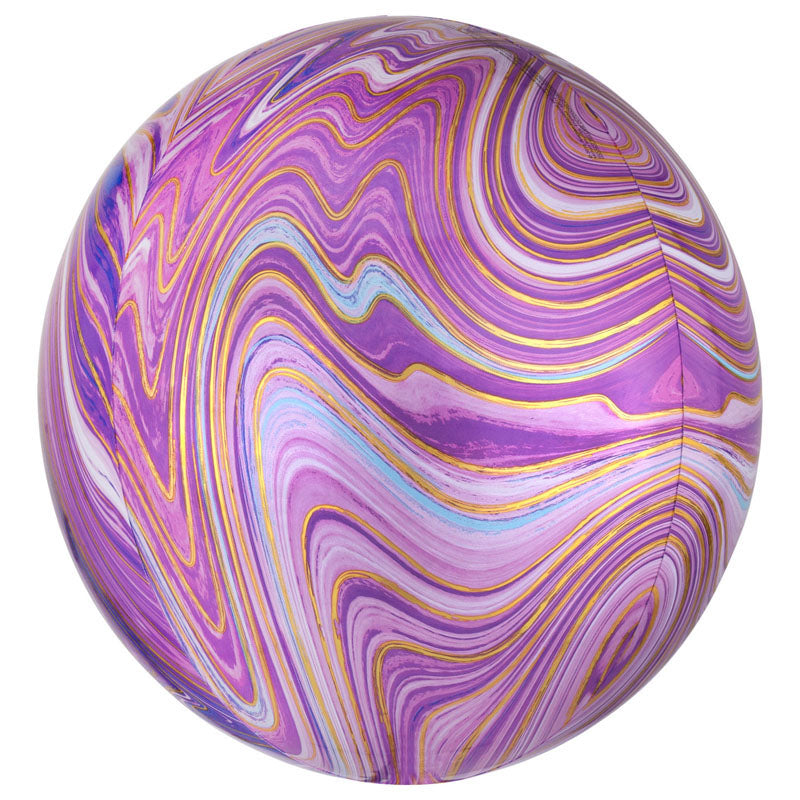 Purple Marblez Round Orbz XL 15" / 38cm Balloon