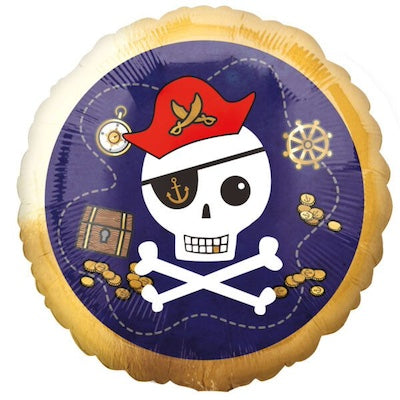 Navy Gold Pirate 17" Round Foil Balloon