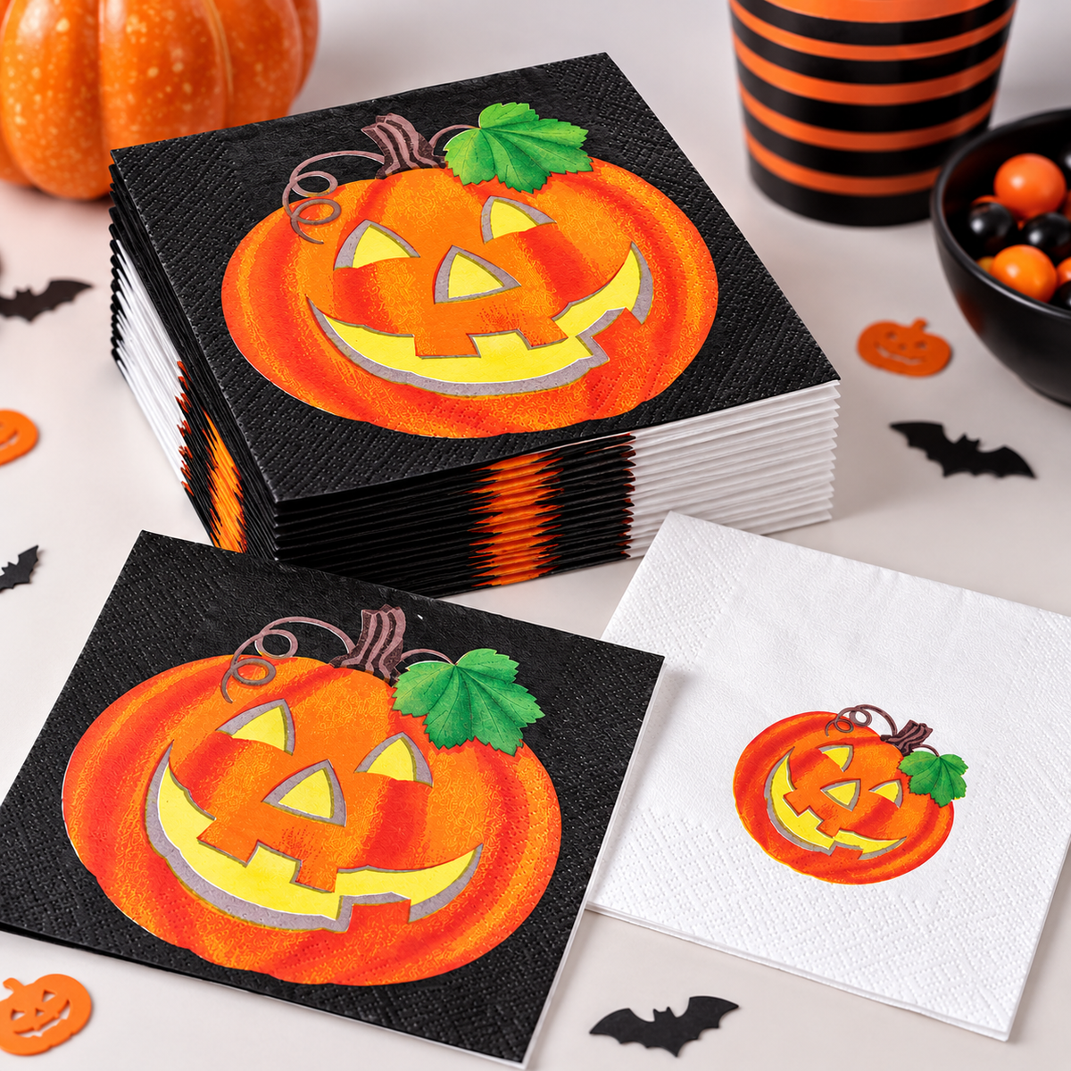 Halloween Pumpkin Double Sided Paper Napkins 33cm – Pack of 20