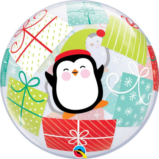 Penguin Christmas Presents 22"/56cm Bubble Balloon