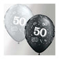 Qualatex 50th Birthday Black & Silver 11" Latex Balloons 25Pc/Bag