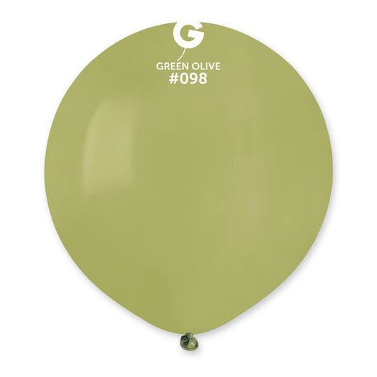 Gemar Standard G19 Green Olive #098 19" Latex Balloons 25pc/Bag