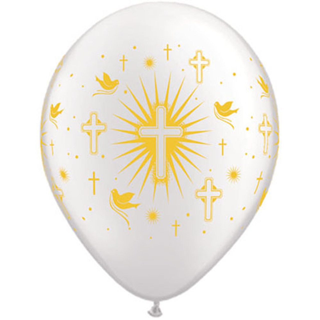Qualatex Cross & Doves Pearl White 11" Latex Balloons 50Pc/Bag
