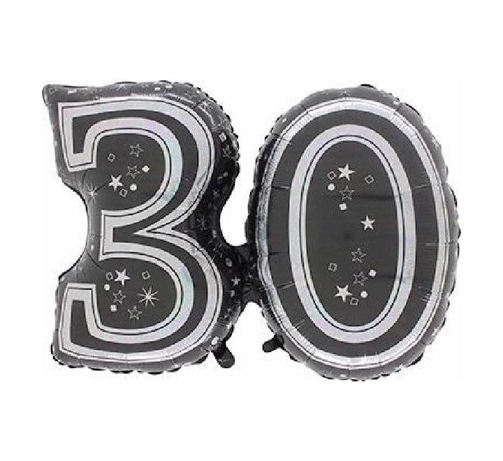 Bobo FunnCo Jointed Black Stars 30th Holographic 32" Foil Balloon