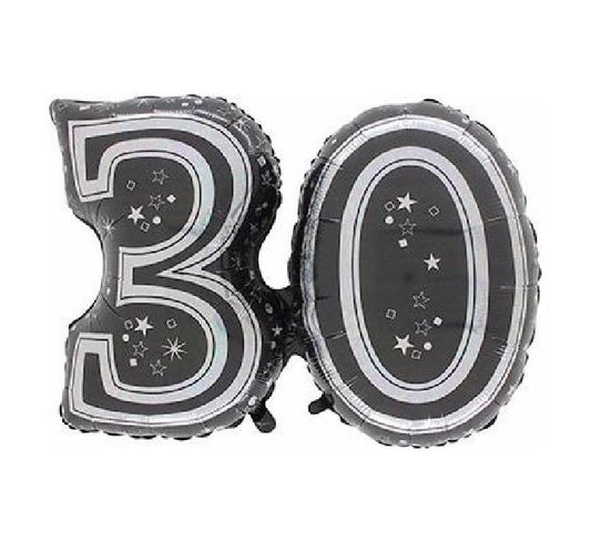 Bobo FunnCo Jointed Black Stars 30th Holographic 32" Foil Balloon