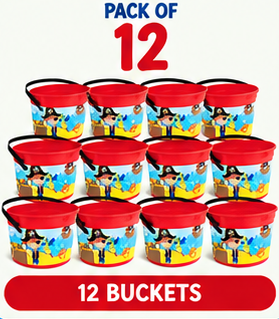 Lil Pirate Bucket 1500ml – Kids Pirate Party Bucket with Handle – Reusable Plastic Treat, Gift & Beach Bucket – Party Bag Alternative – Packs of 1, 3, 6 or 12