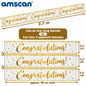 Congratulations Banner – 2.7m Gold & White, Cut into 3 Banners