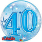 Starburst Blue 40th Sparkle 22"/56cm Bubble Balloon