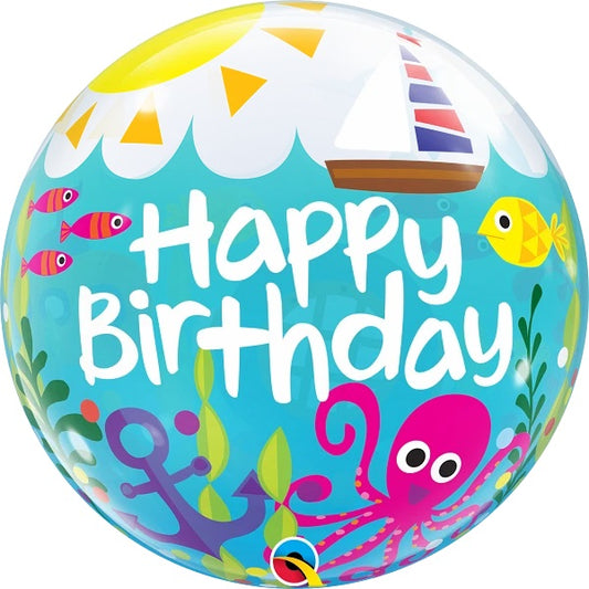 Qualatex Birthday Maritime Fun 22"/56cm Bubble Balloon